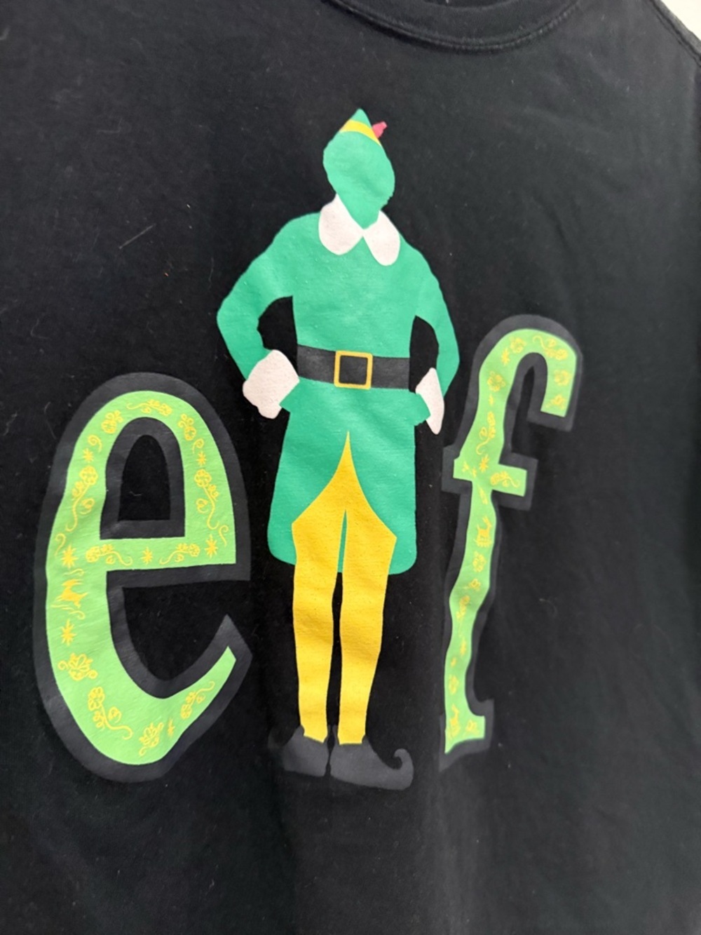 Women's ELF Crop Top Shirt ELF MOVIE Christmas Black ELF Shirt Size Medium - Picture 2 of 4